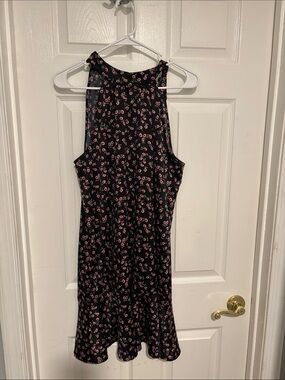 GAP Black Mini Dress with Pink Floral Print